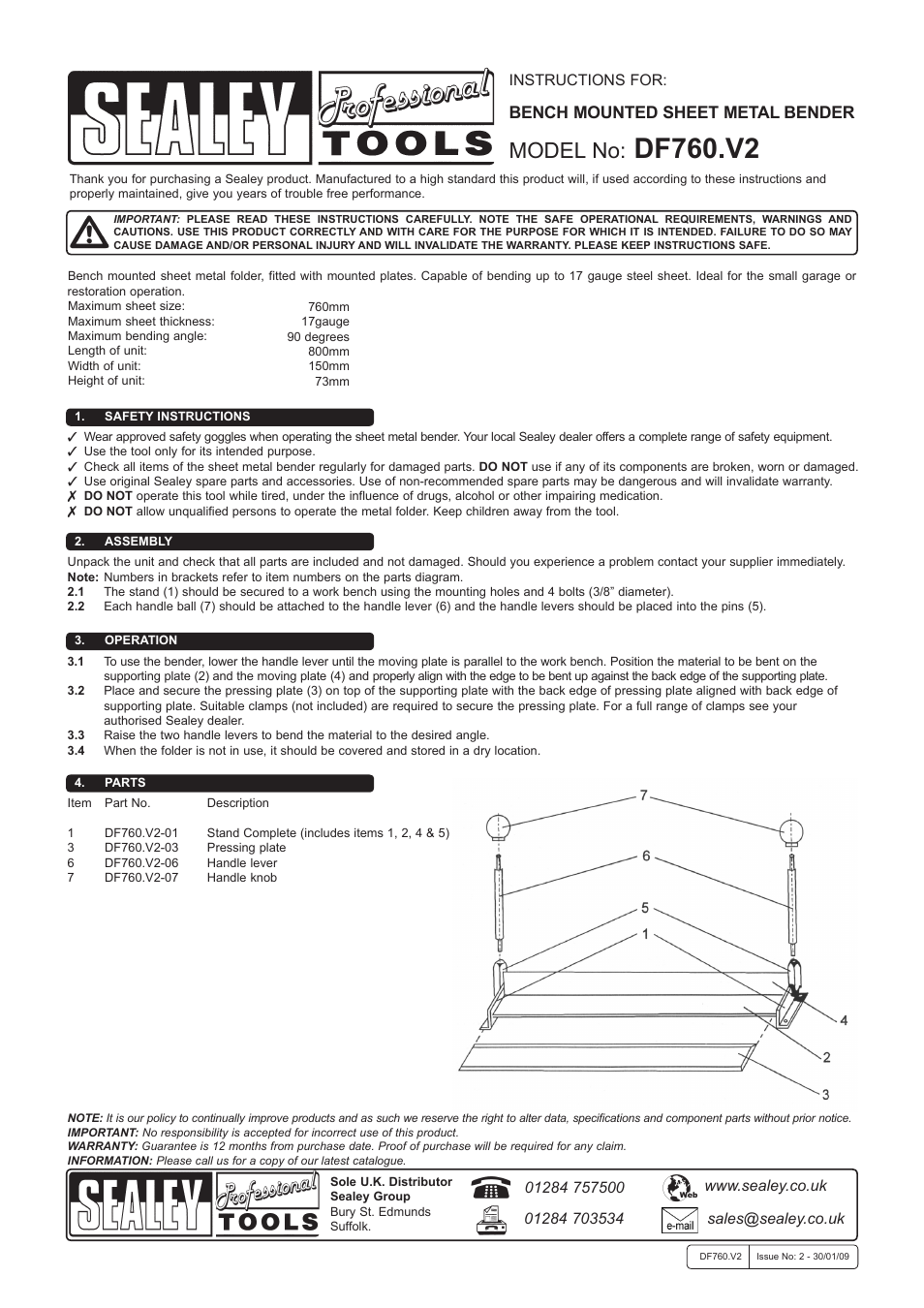 Sealey DF760 User Manual | 1 page