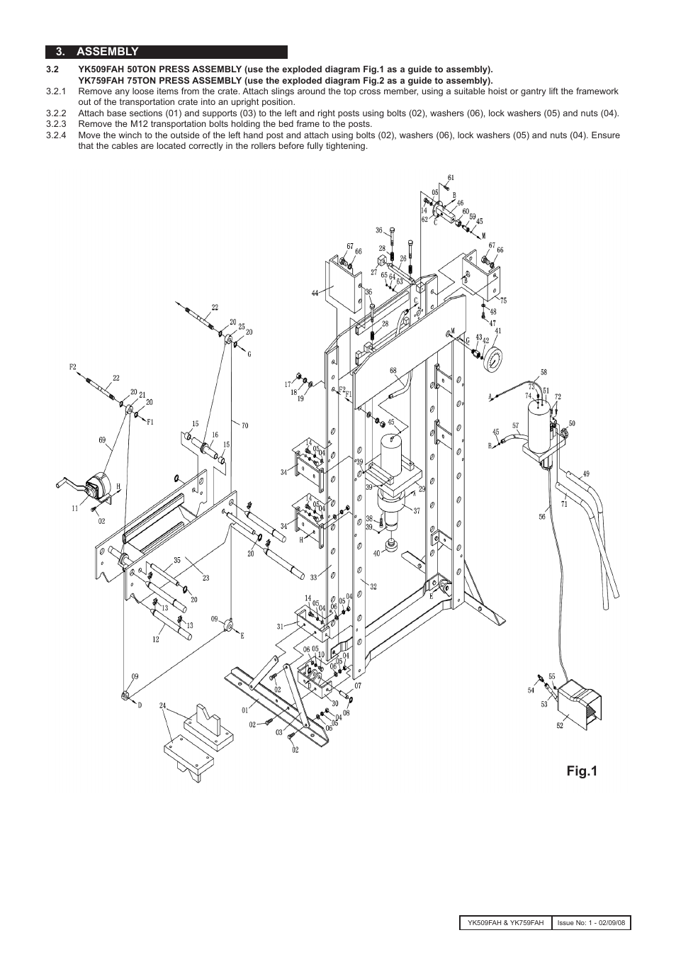 Fig.1, Assembly | Sealey YK509FAH User Manual | Page 2 / 4