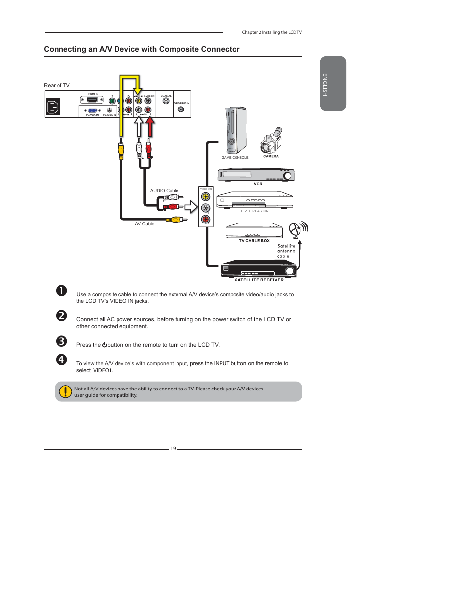 Connecting an a/v device with composite connector | Dolby Laboratories FLX-1910 User Manual | Page 21 / 46