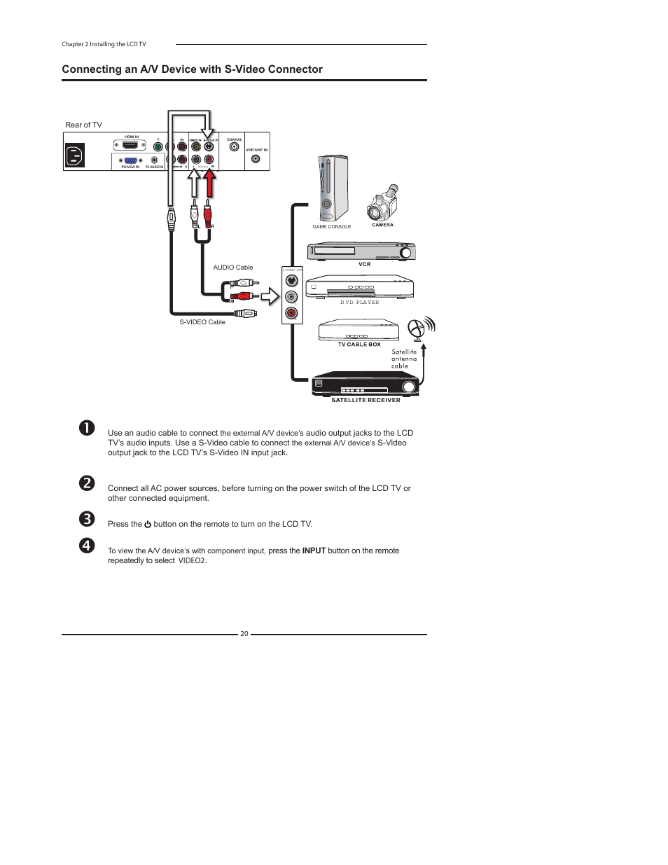 Connecting an a/v device with s-video connector | Dolby Laboratories FLX-1910 User Manual | Page 22 / 46