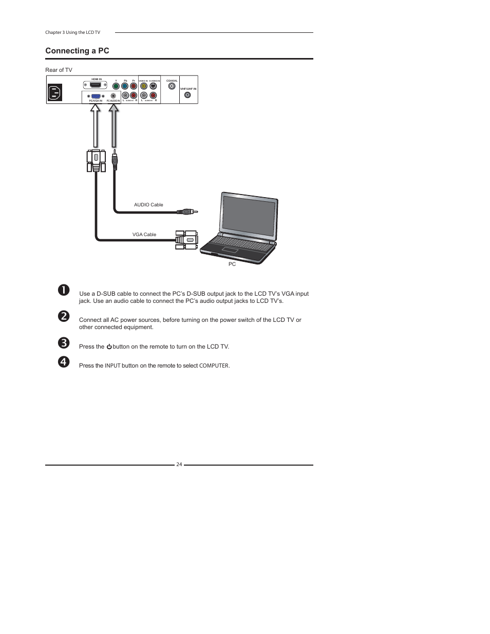 Connecting a pc | Dolby Laboratories FLX-1910 User Manual | Page 26 / 46