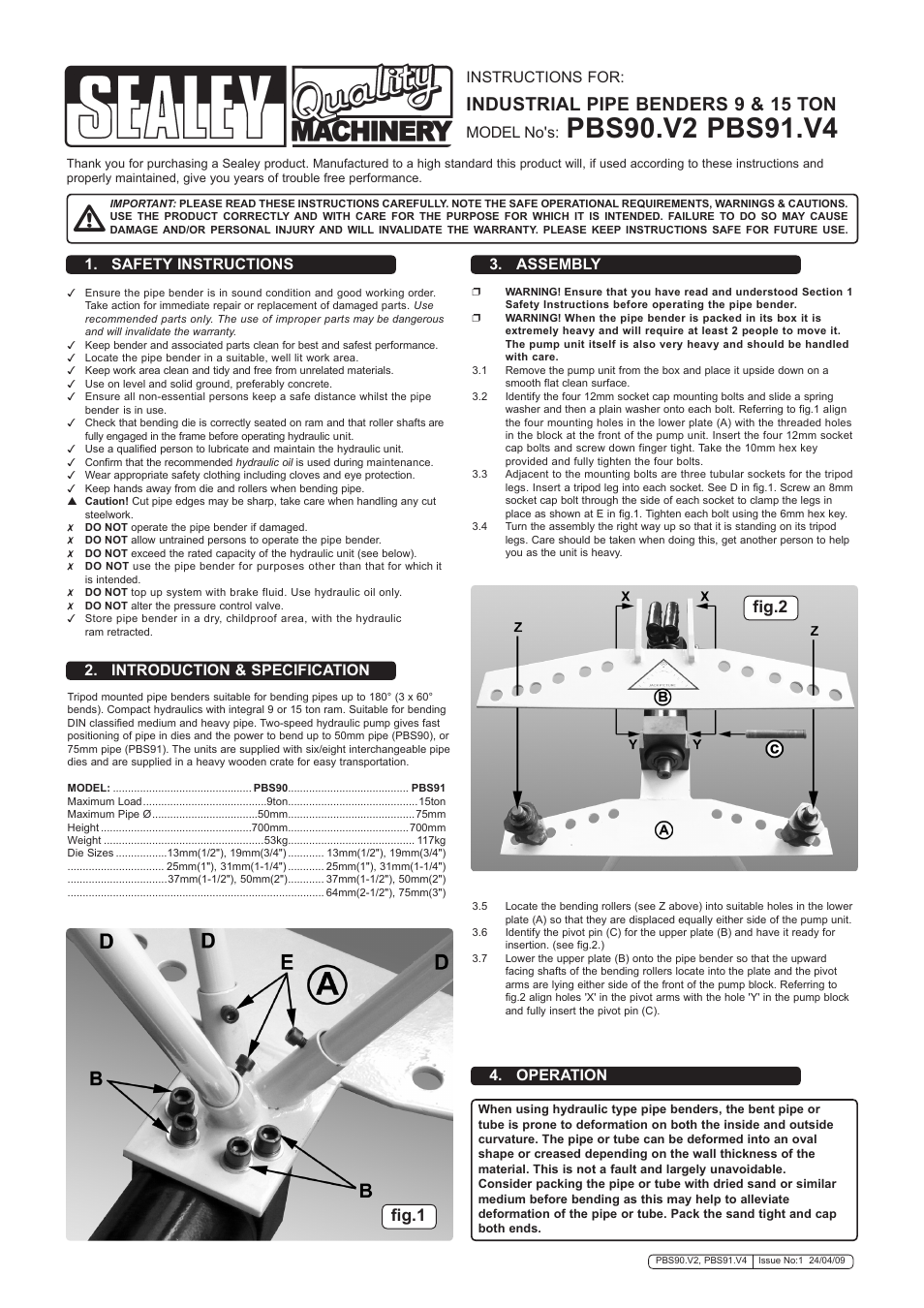 Sealey PBS90 User Manual | 2 pages