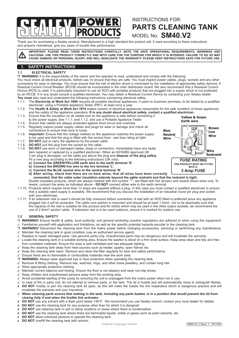 Sealey SM40 User Manual | 2 pages