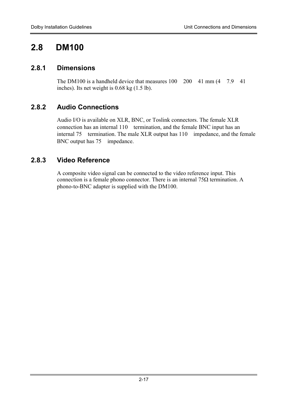 8 dm100 | Dolby Laboratories S01/13621 User Manual | Page 27 / 40