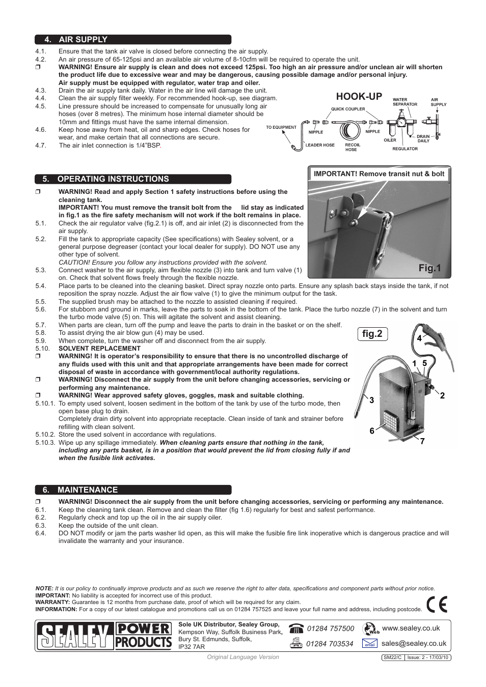 Hook-up, Fig.1 fig.2 | Sealey SM22/C User Manual | Page 2 / 3