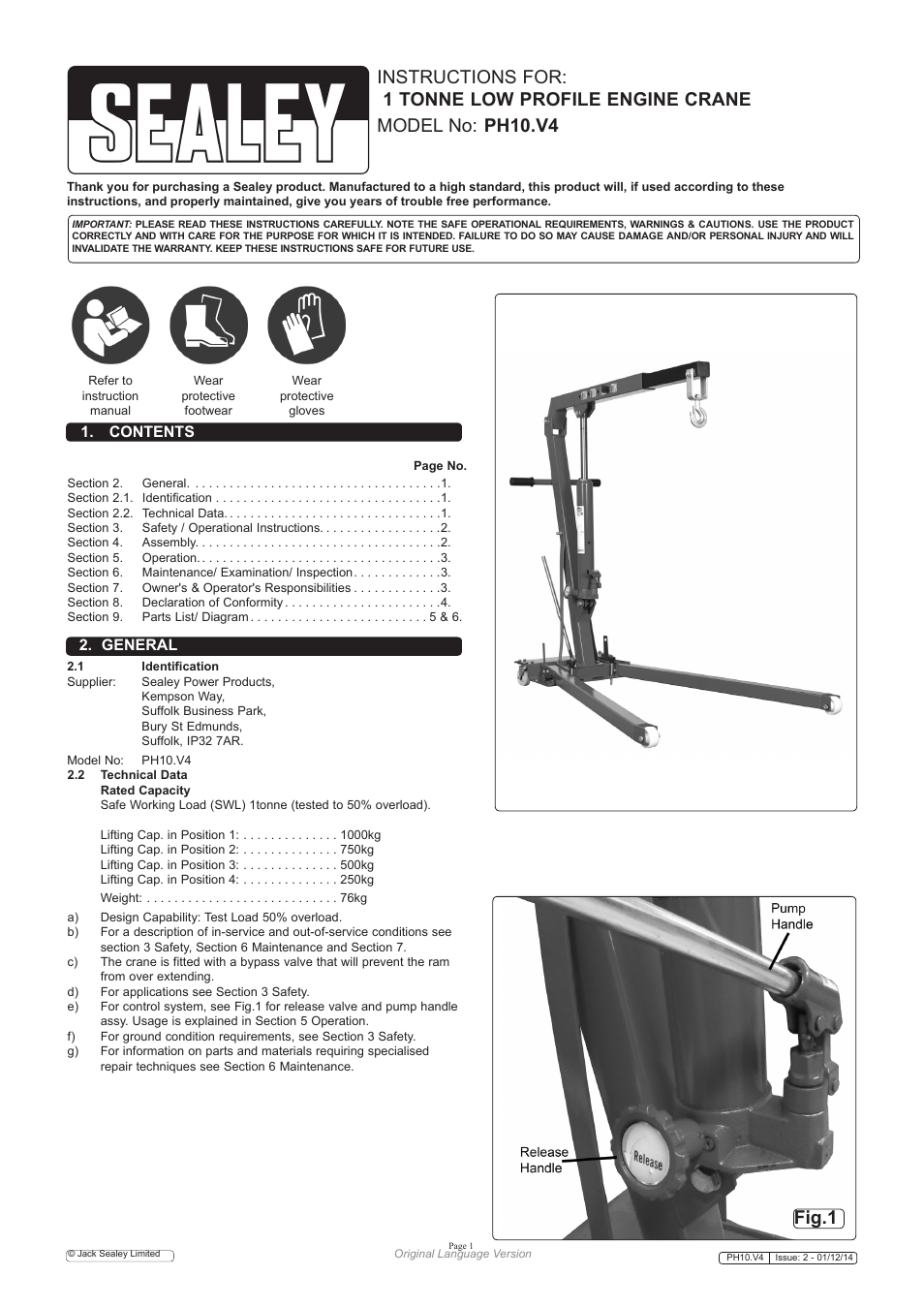 Sealey PH10 User Manual | 6 pages