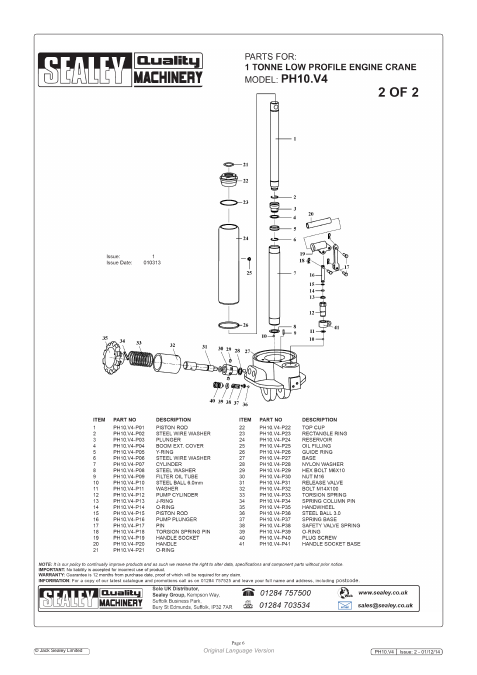 Sealey PH10 User Manual | Page 6 / 6