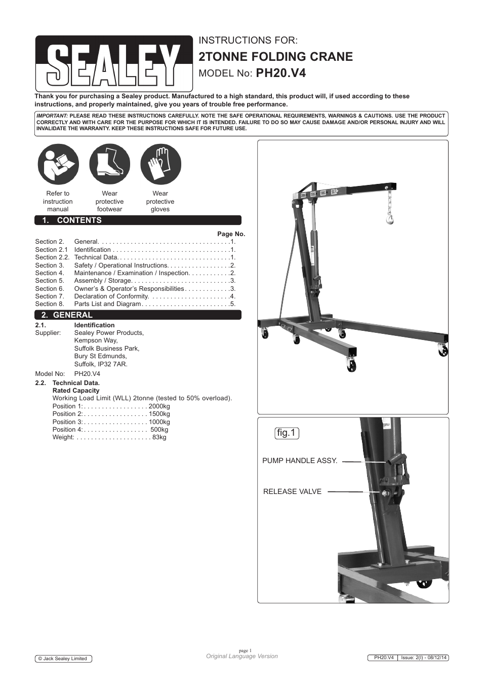 Sealey PH20 User Manual | 5 pages