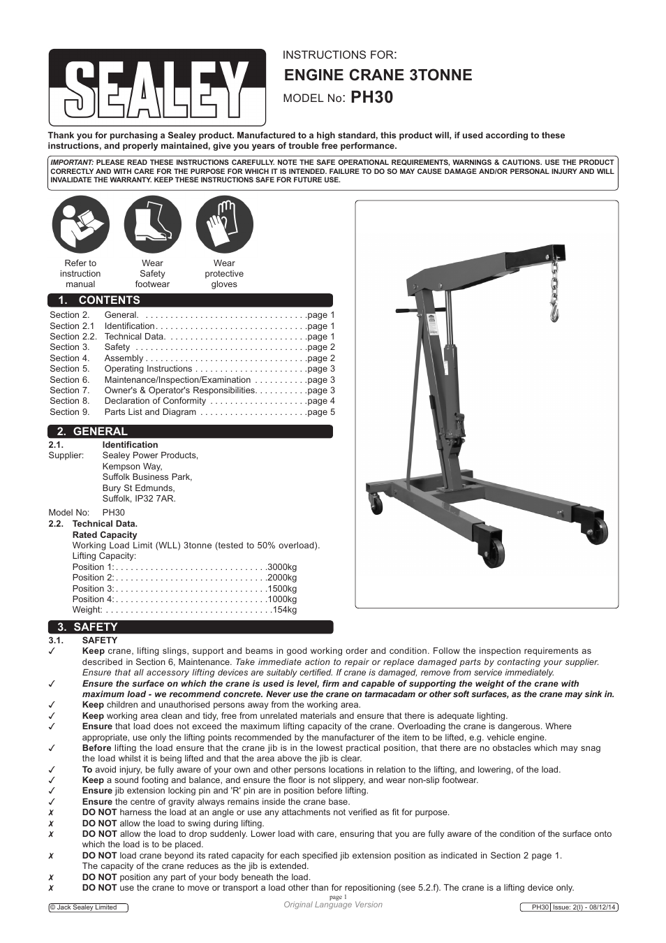 Sealey PH30 User Manual | 5 pages