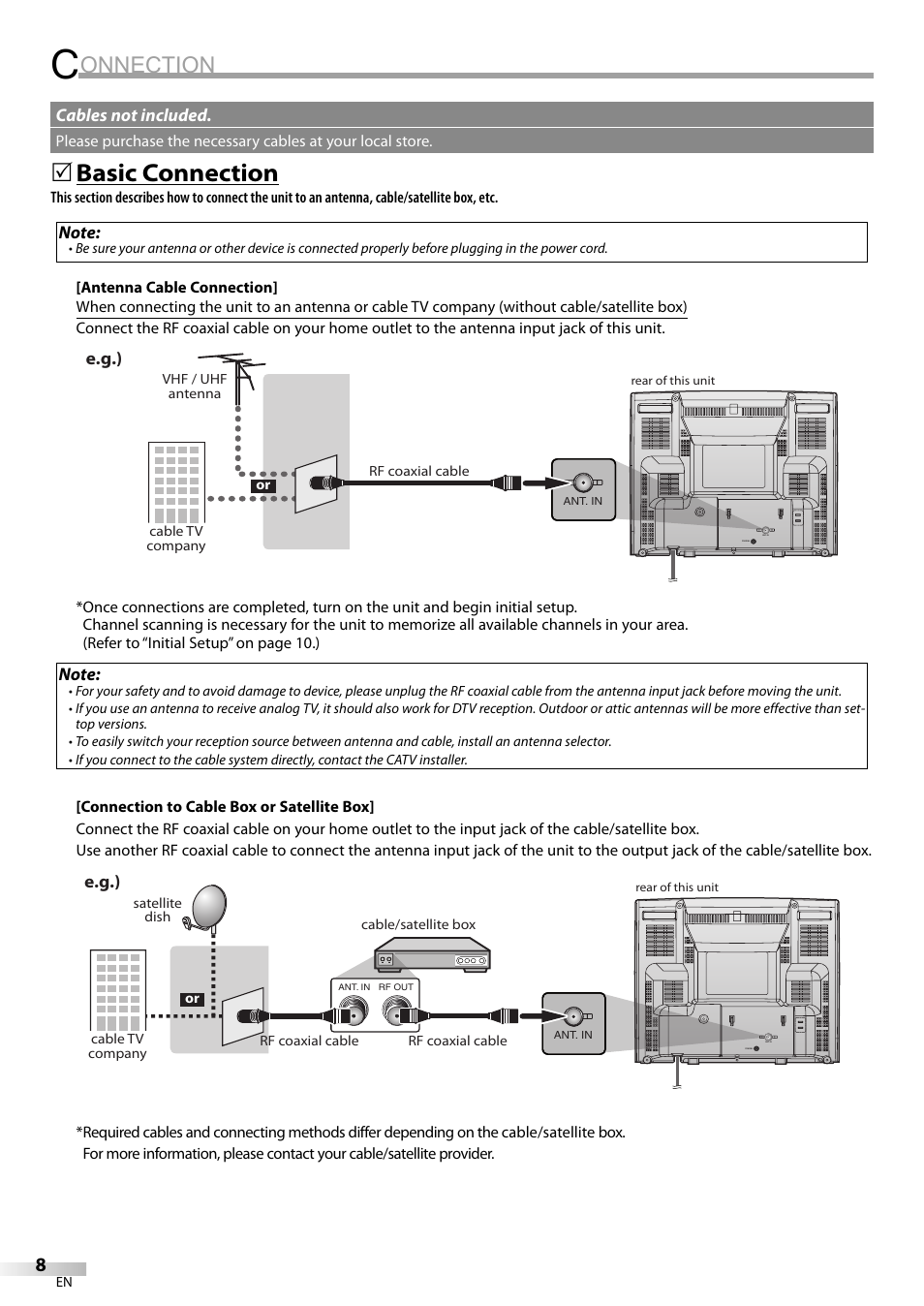 Onnection, Basic connection | Dolby Laboratories V07TV13 User Manual | Page 8 / 24