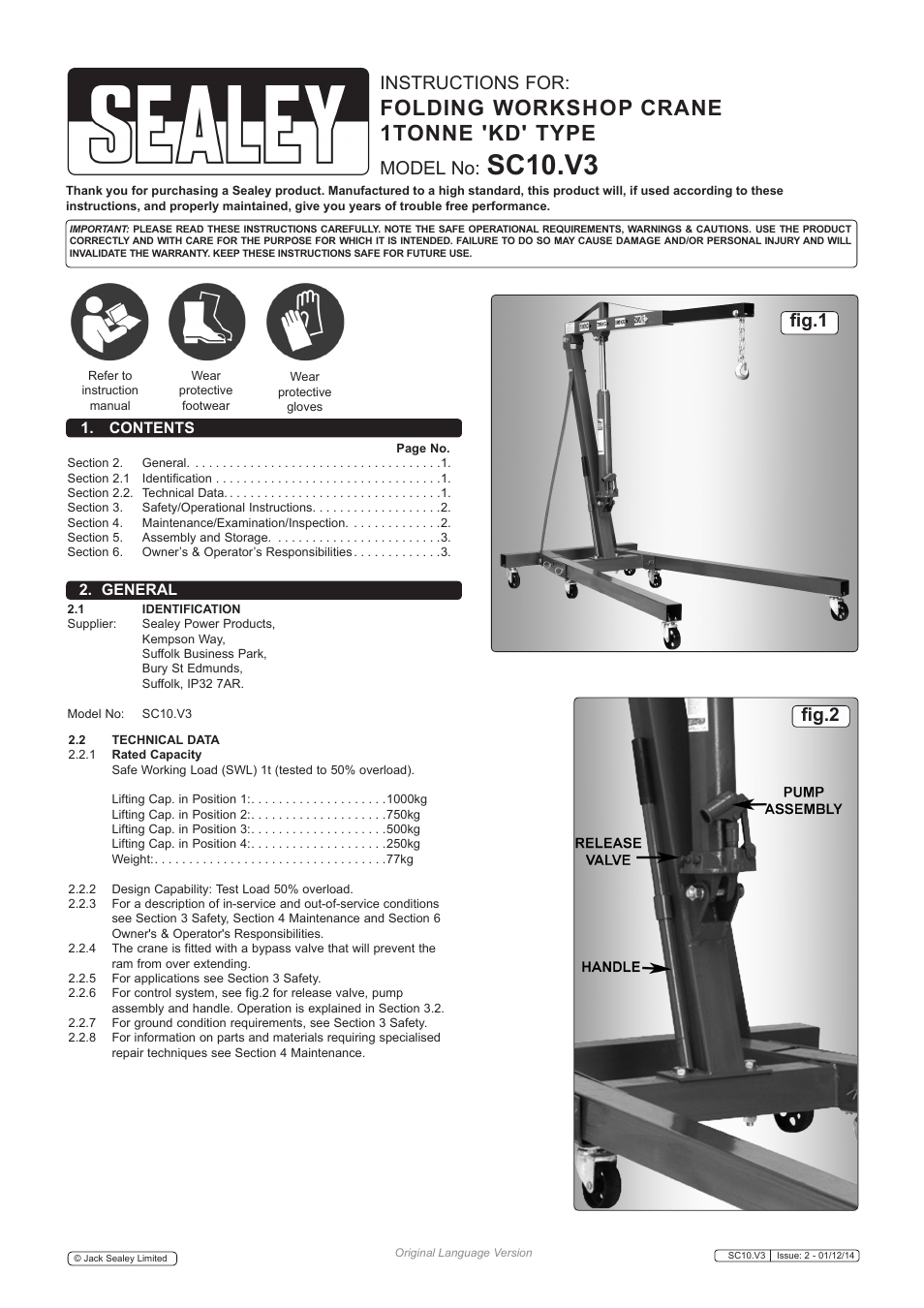 Sealey SC10 User Manual | 3 pages