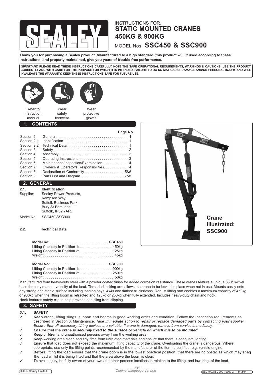 Sealey SSC450 User Manual | 8 pages