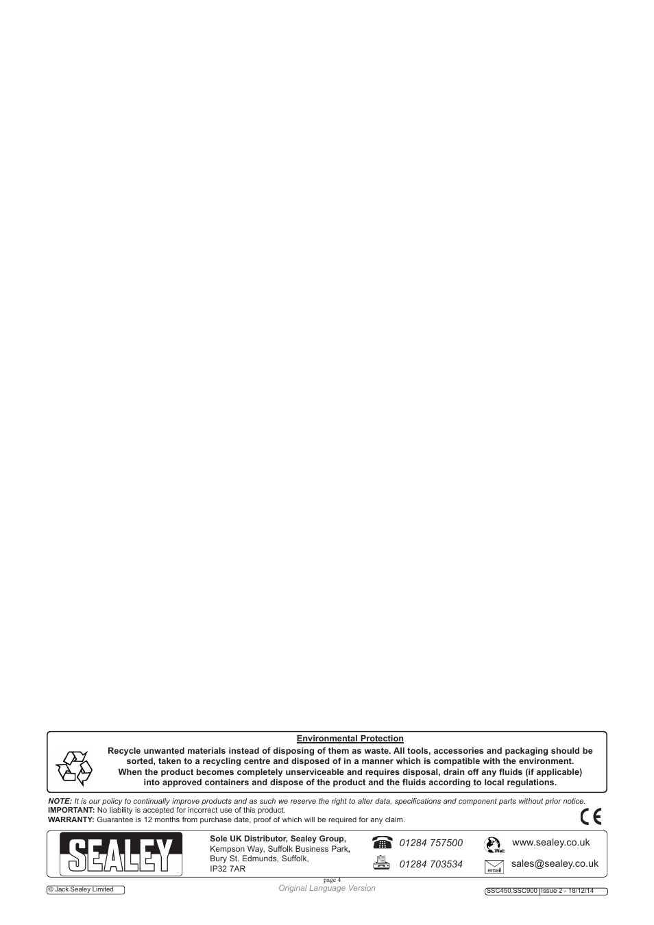 Sealey SSC450 User Manual | Page 4 / 8