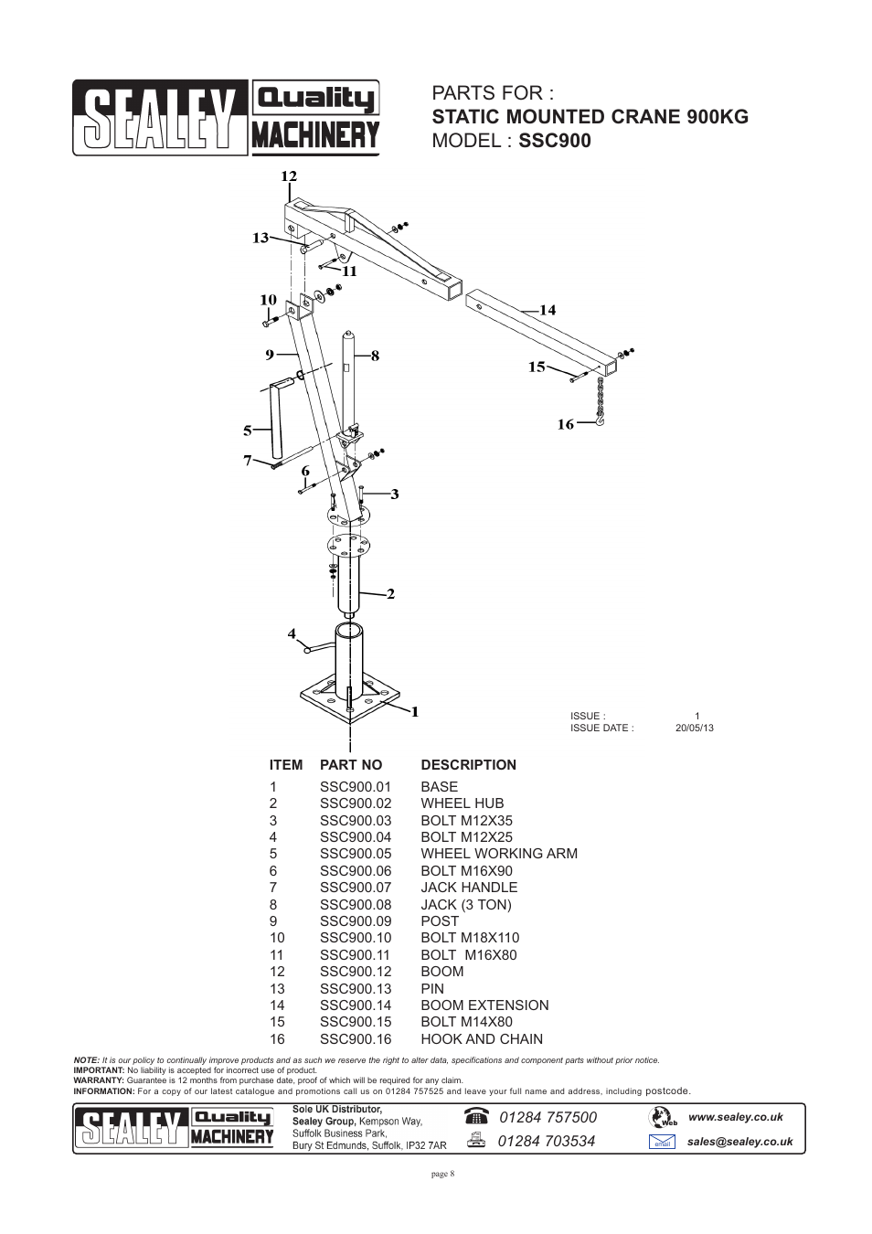 Sealey SSC450 User Manual | Page 8 / 8