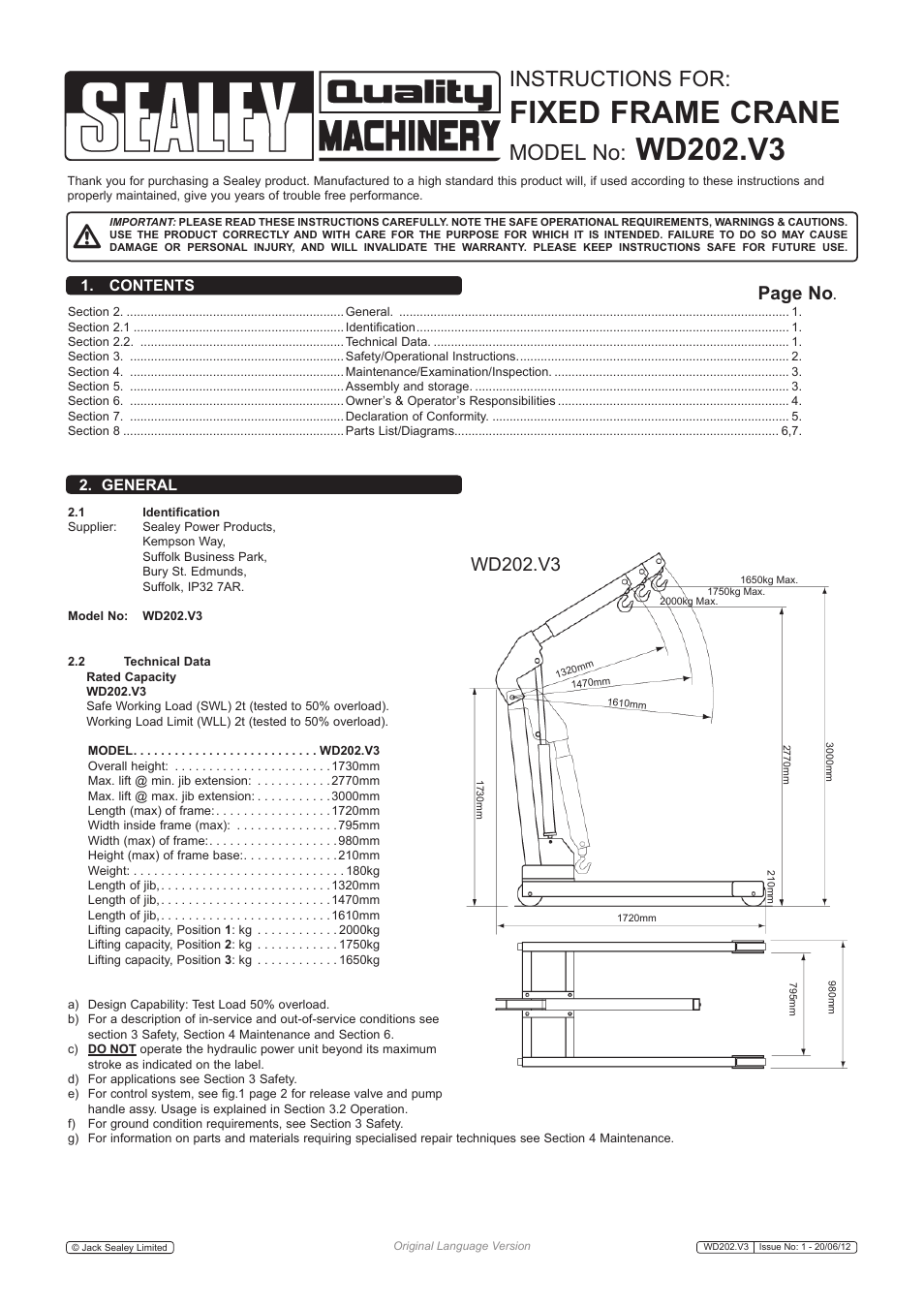 Sealey WD202 User Manual | 4 pages