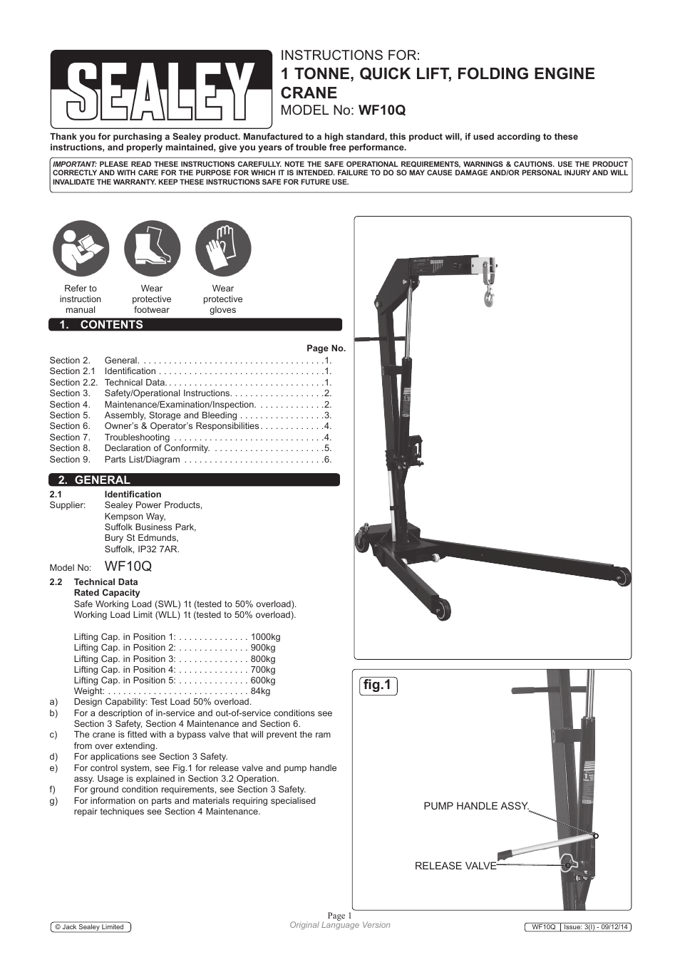 Sealey WF10Q User Manual | 6 pages