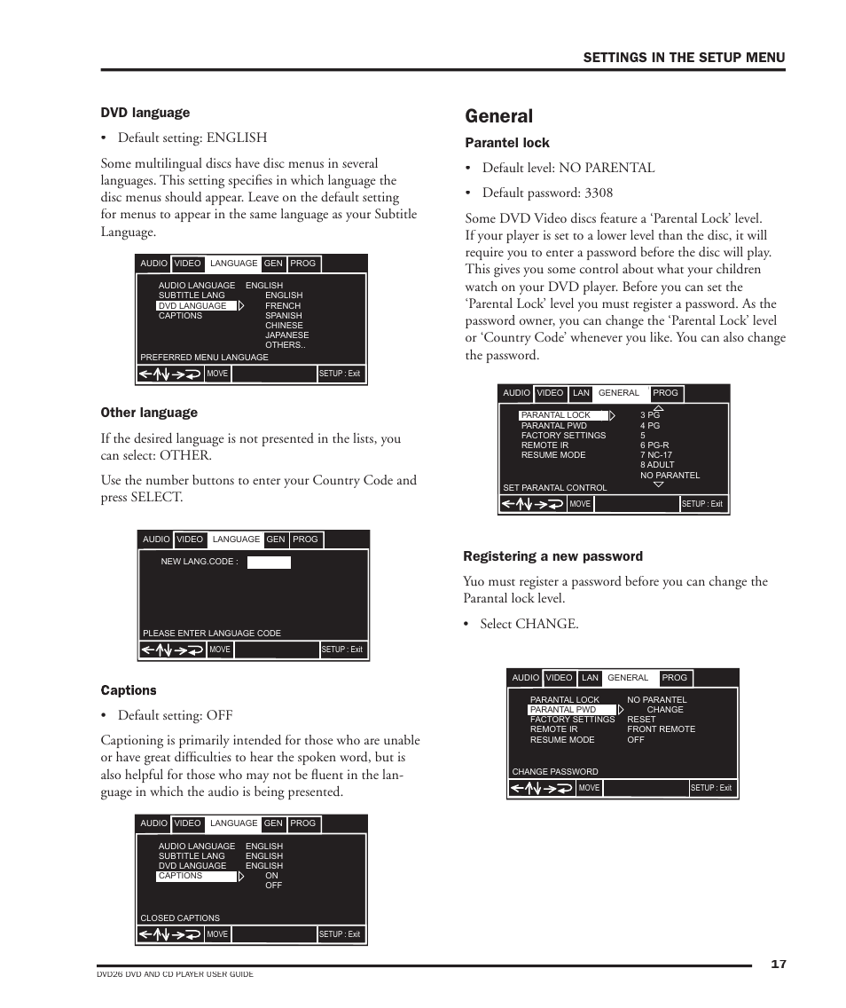 General | Dolby Laboratories DVD26 User Manual | Page 21 / 32