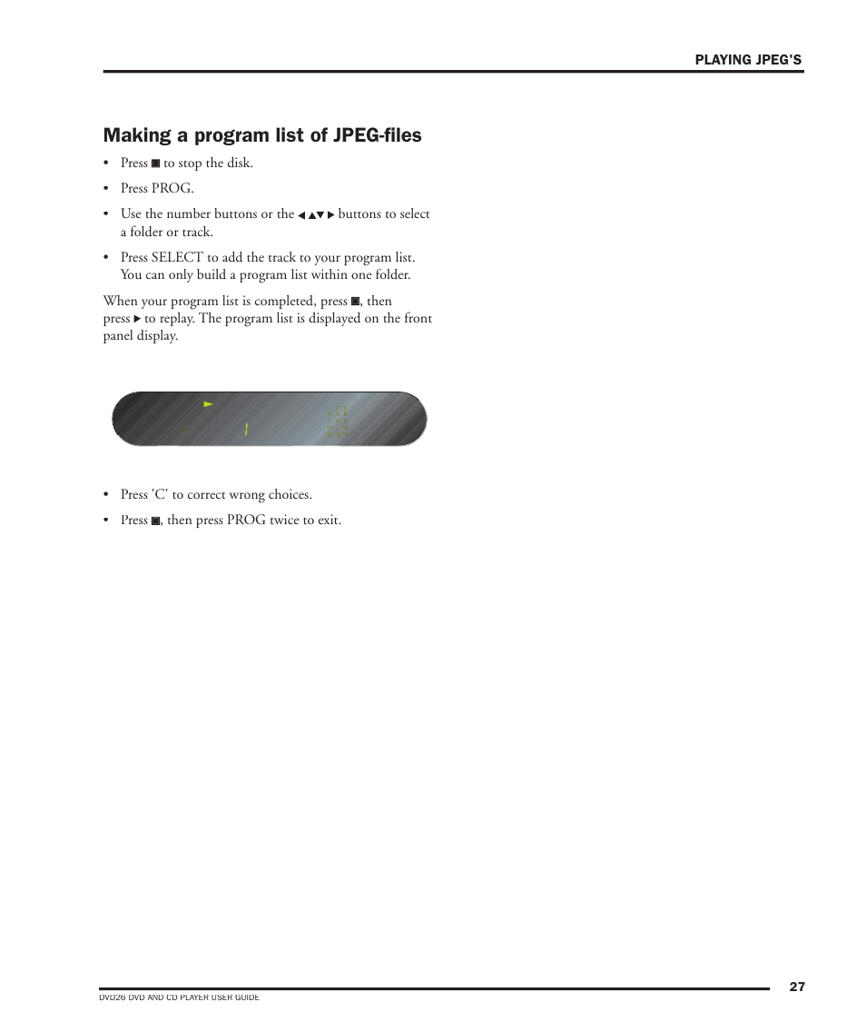 Making a program list of jpeg-fi les | Dolby Laboratories DVD26 User Manual | Page 31 / 32