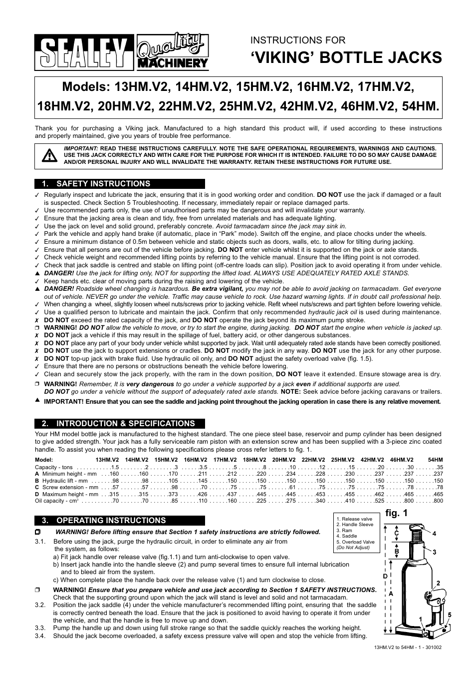 Sealey 13HM User Manual | 2 pages