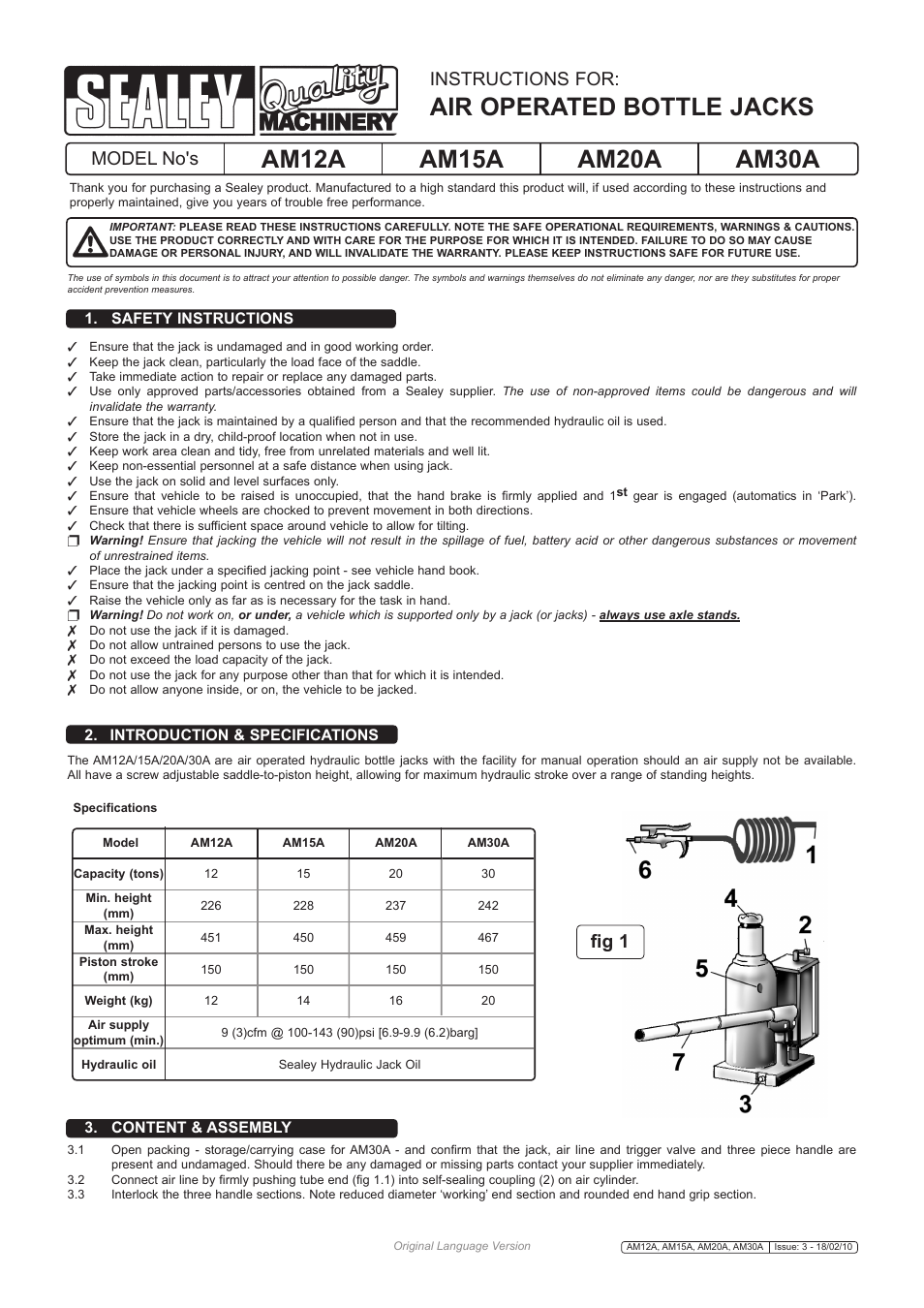 Sealey AM20 User Manual | 2 pages