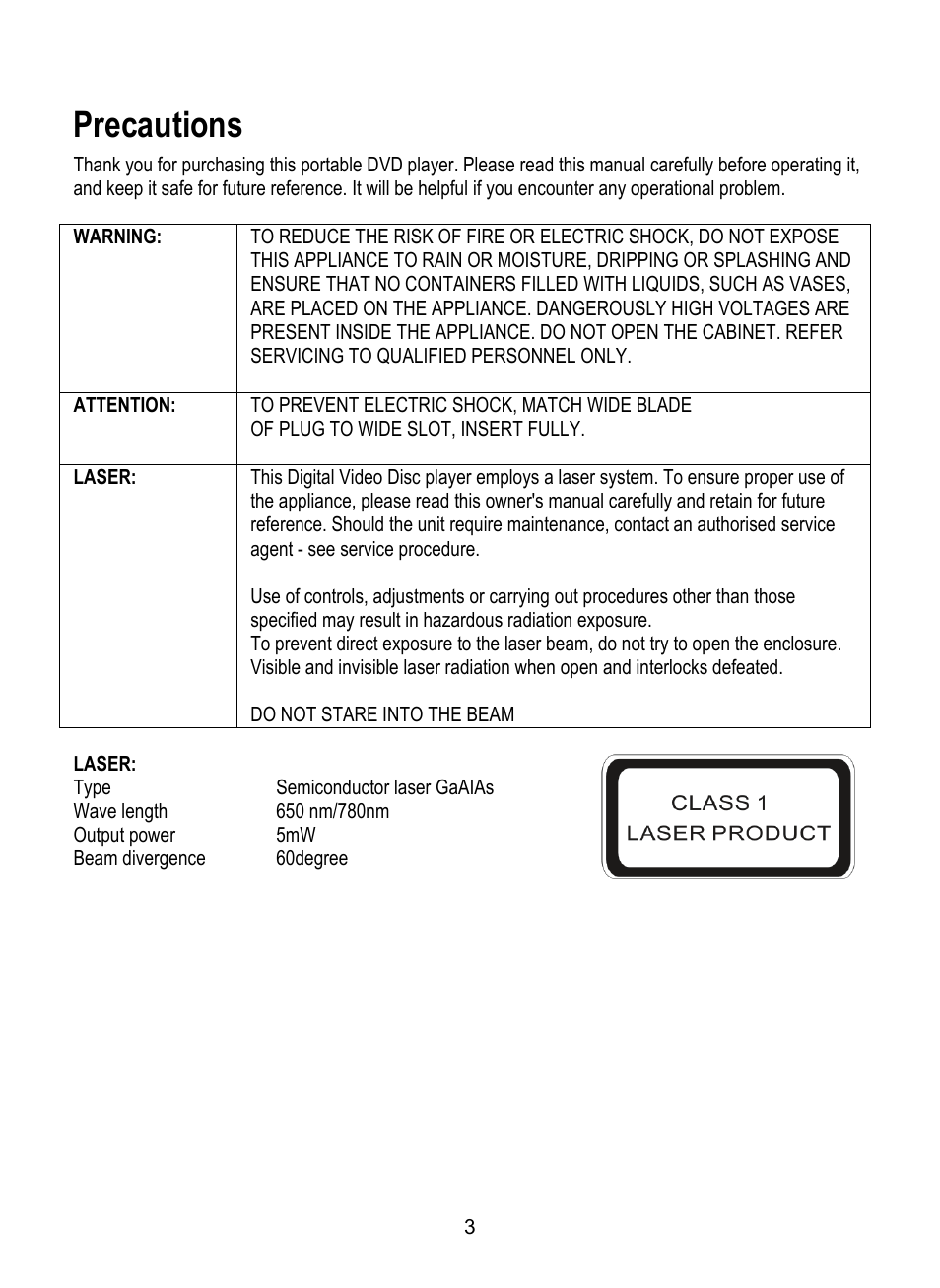 Precautions | Dolby Laboratories SDV-27 User Manual | Page 3 / 53