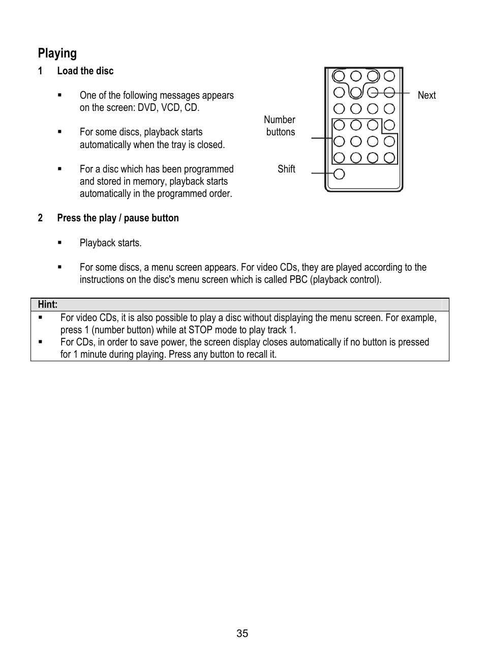 Playing | Dolby Laboratories SDV-27 User Manual | Page 35 / 53