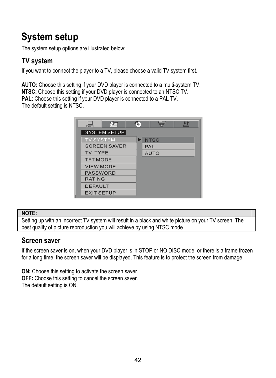 System setup | Dolby Laboratories SDV-27 User Manual | Page 42 / 53