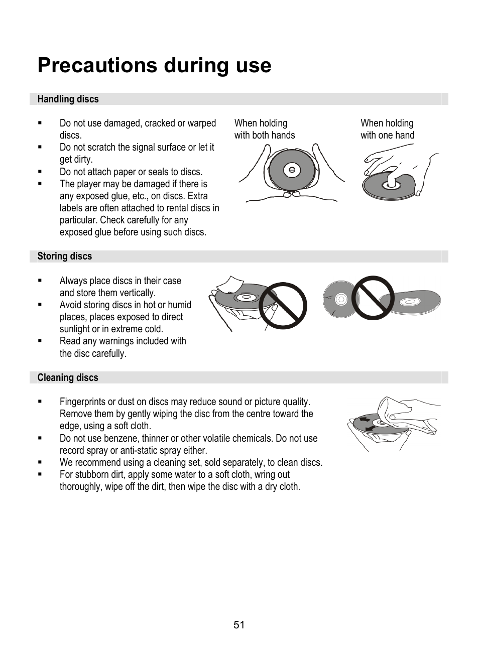 Precautions during use | Dolby Laboratories SDV-27 User Manual | Page 51 / 53