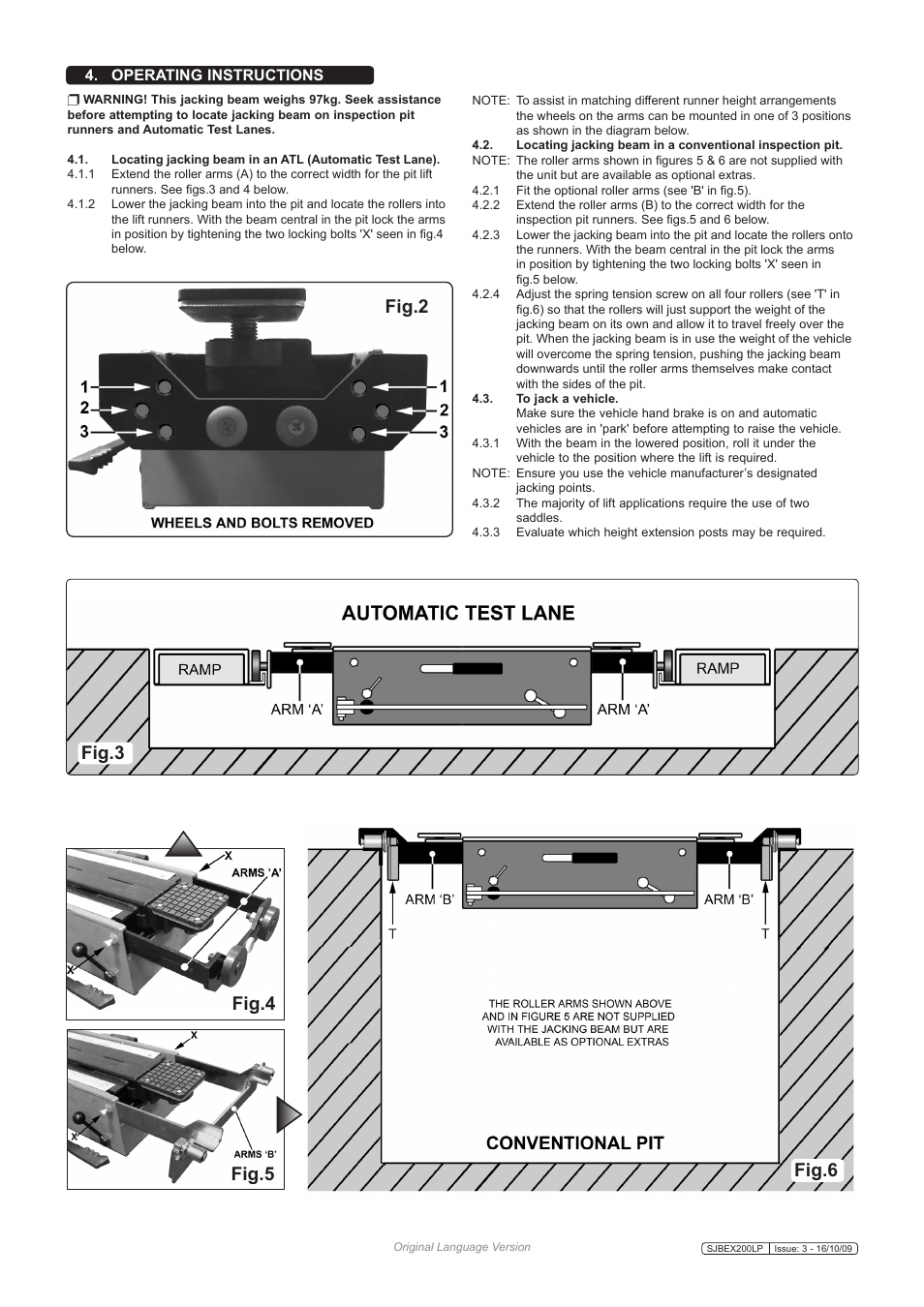 Fig.6 fig.5 fig.2 fig.4, Fig.3, Operating instructions | Sealey SJBEX200LP User Manual | Page 2 / 4