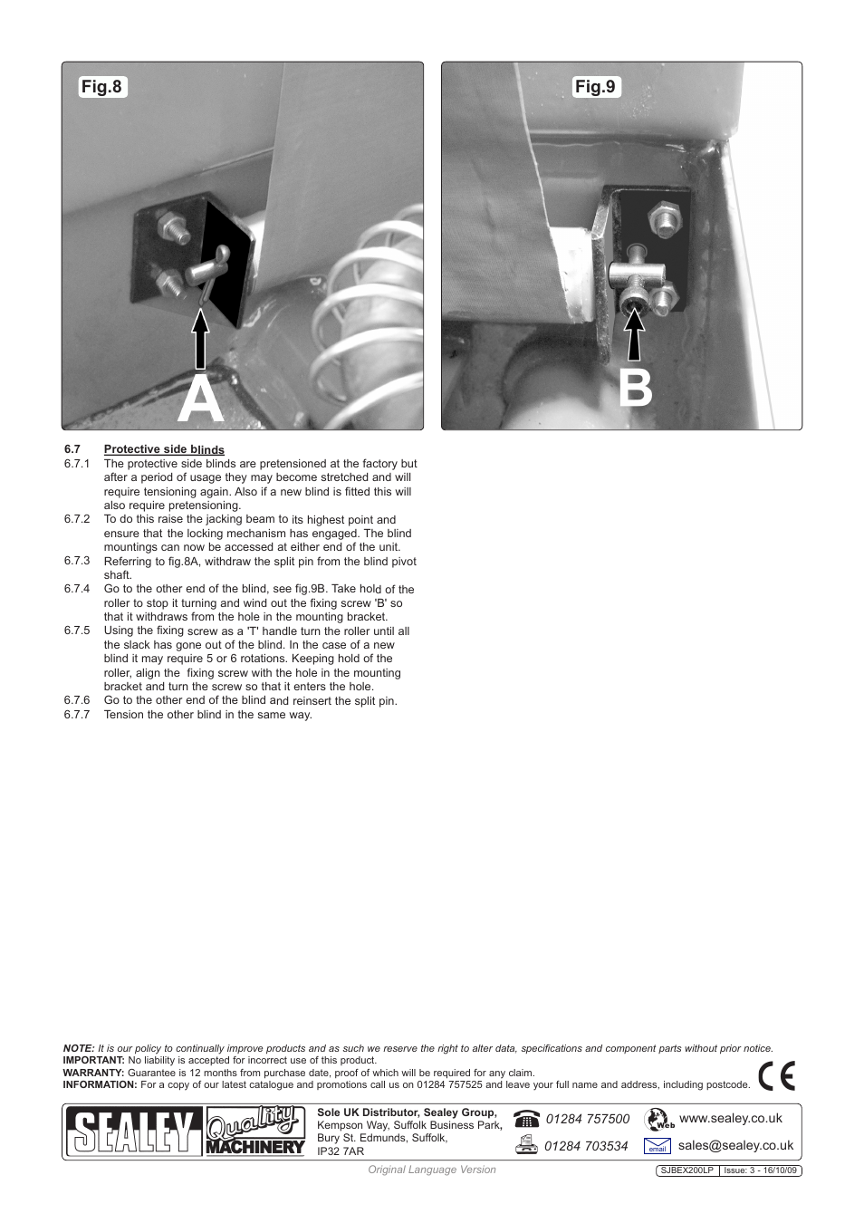 Fig.8 fig.9 | Sealey SJBEX200LP User Manual | Page 4 / 4