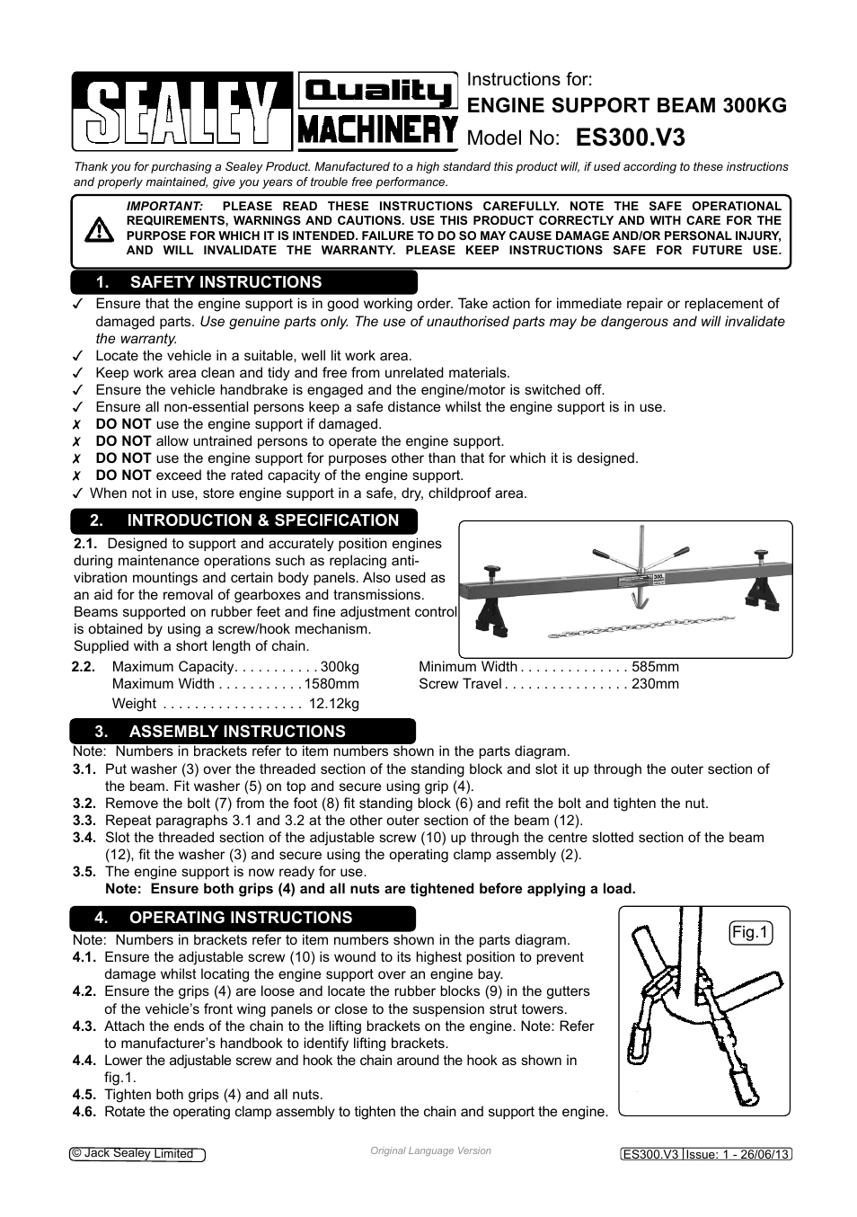 Sealey ES300 User Manual | 2 pages