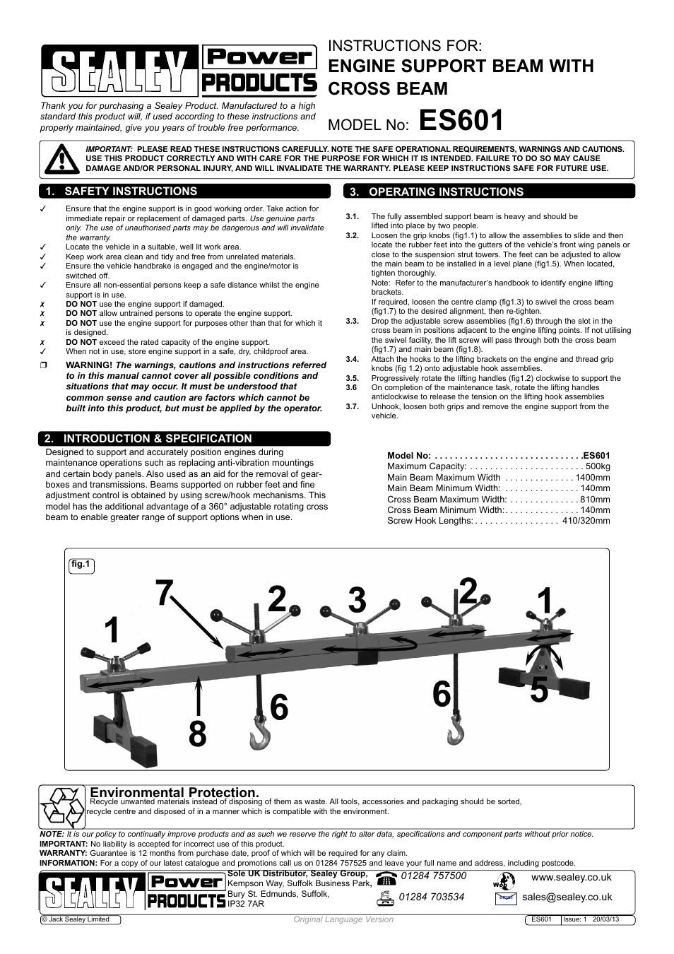 Sealey ES601 User Manual | 1 page