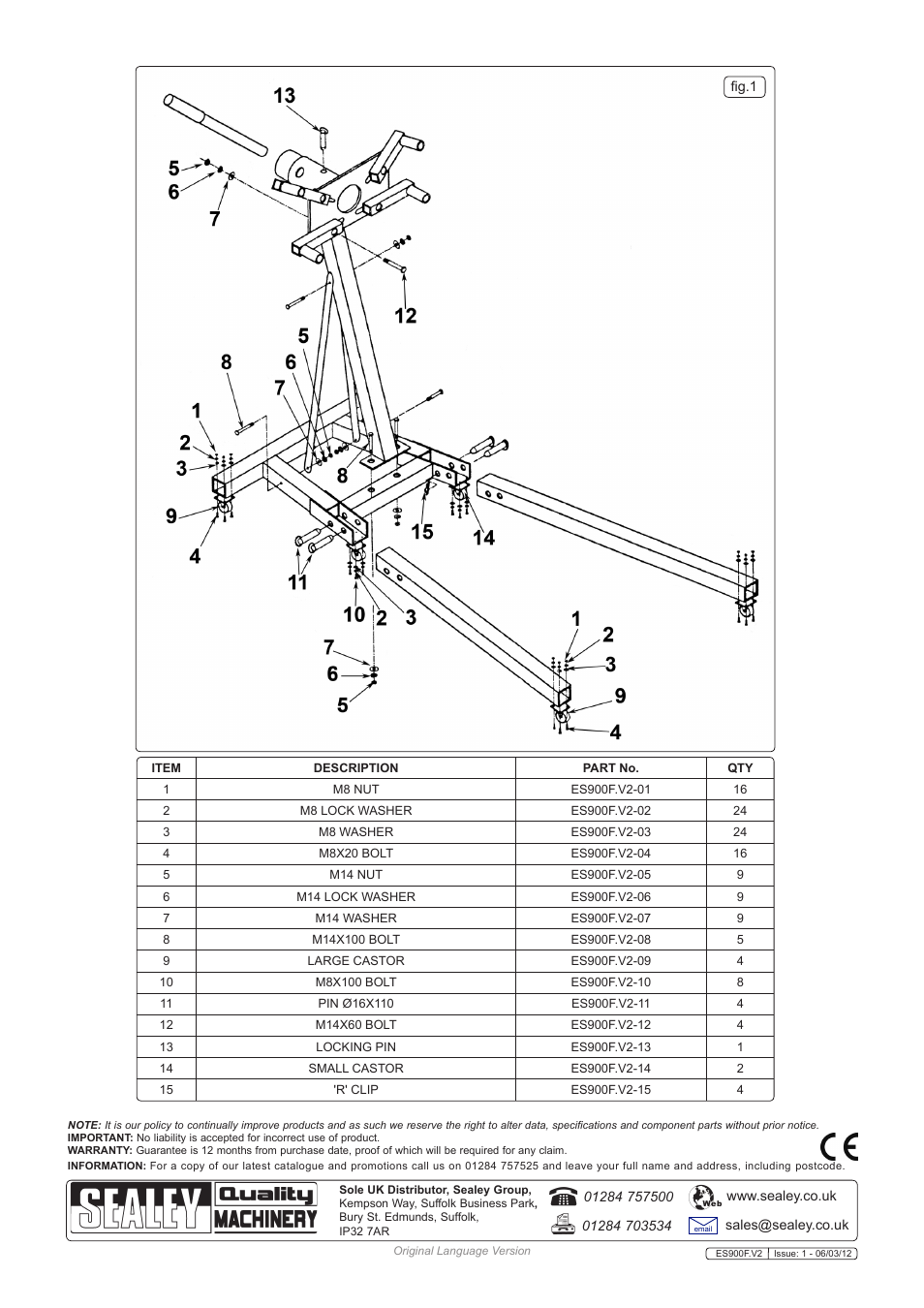 Sealey ES900F User Manual | Page 2 / 2