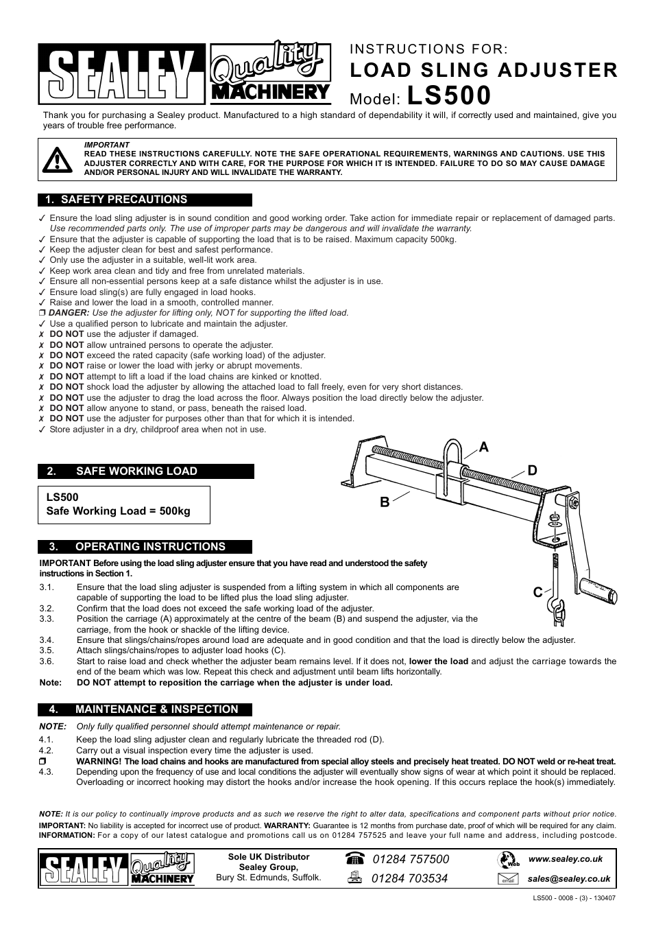 Sealey LS500 User Manual | 1 page