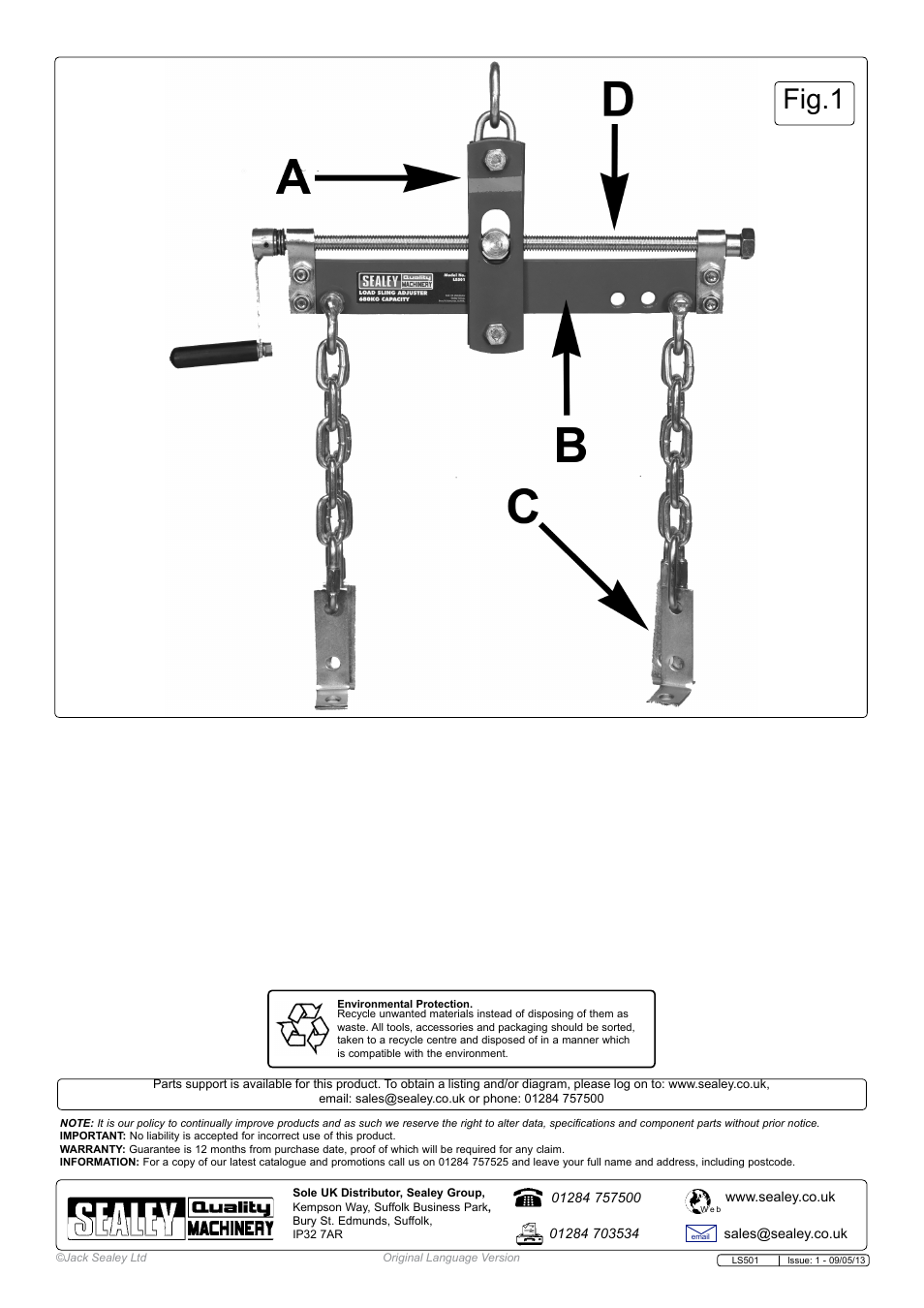 Fig.1 | Sealey LS501 User Manual | Page 2 / 2