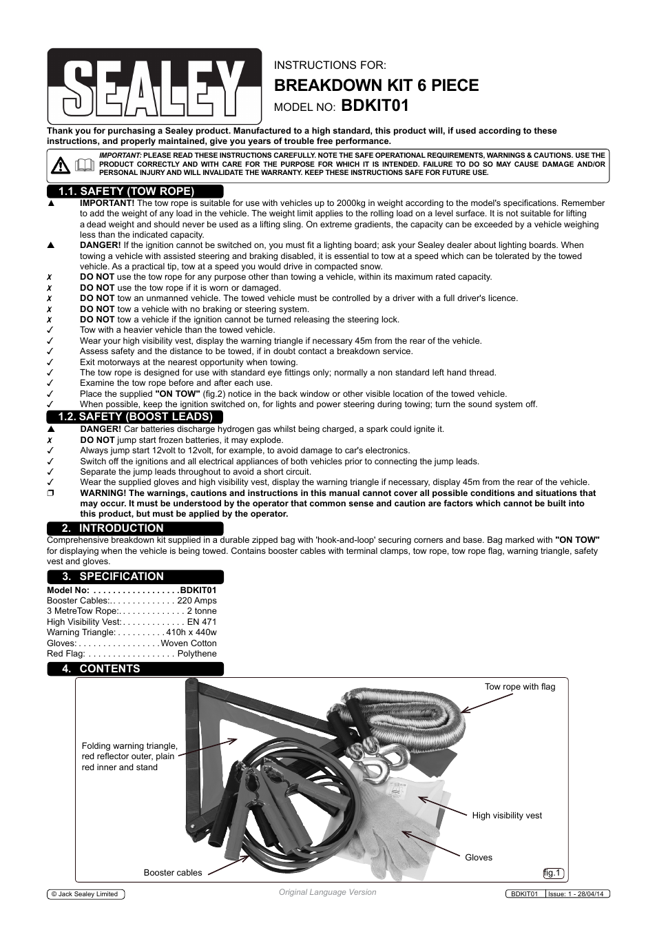 Sealey BDKIT01 User Manual | 2 pages