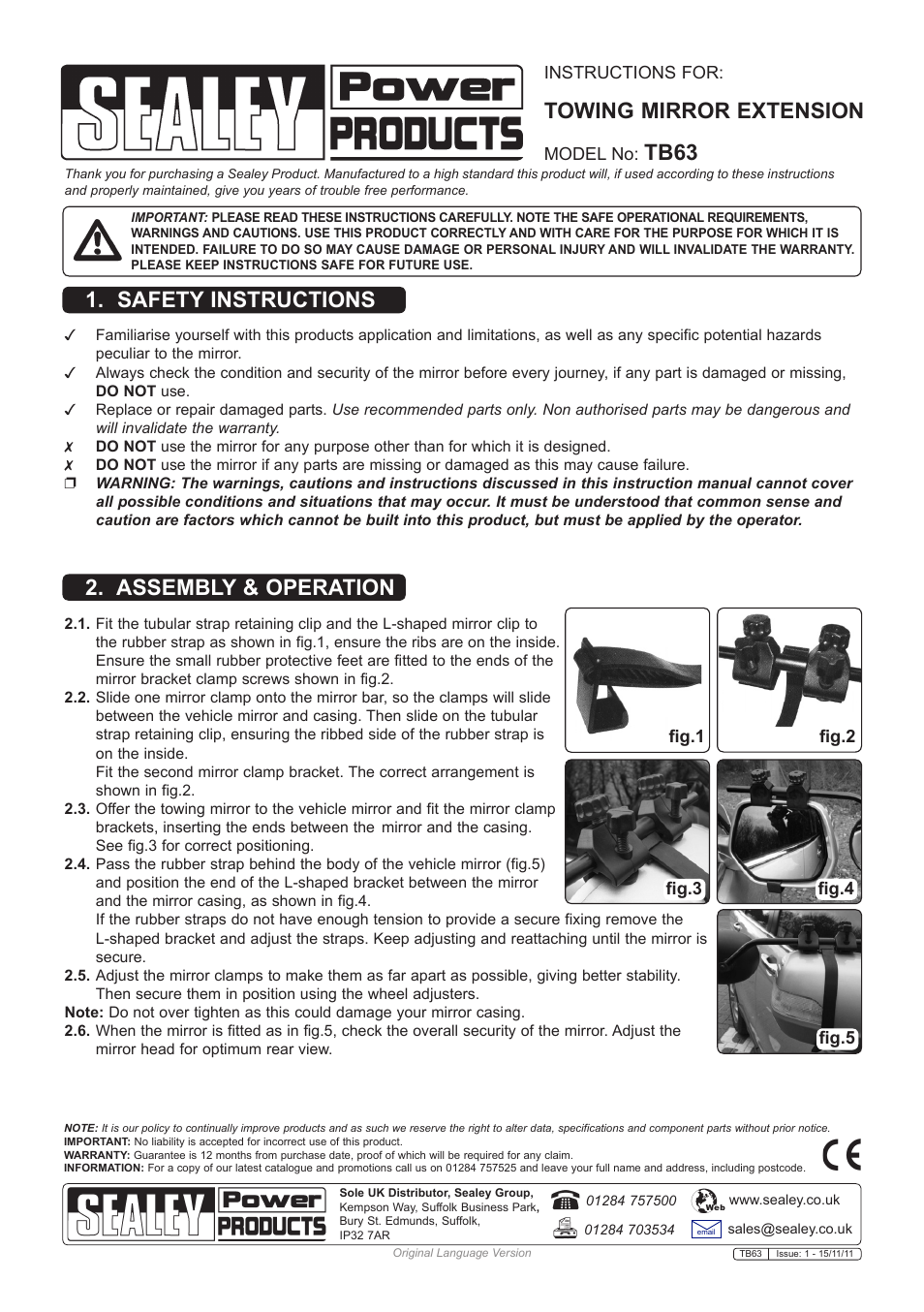 Sealey TB63 User Manual | 1 page