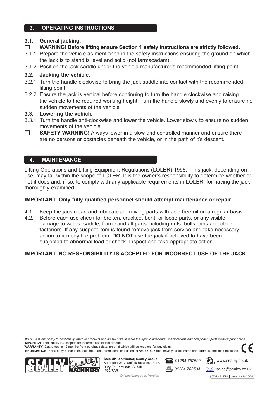 Sealey 57M User Manual | Page 2 / 2