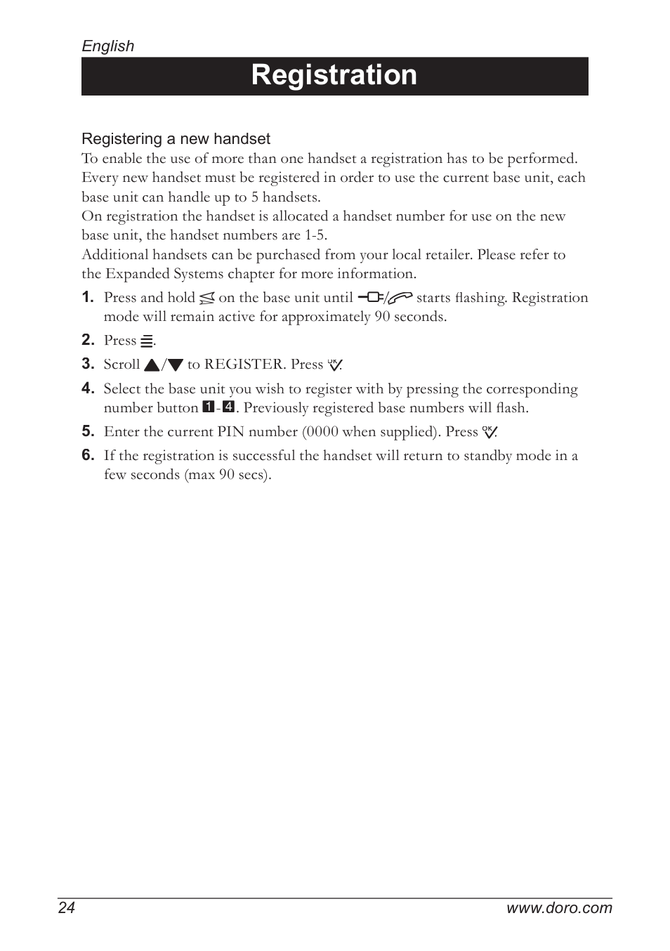 Registration | Doro 930R User Manual | Page 24 / 44
