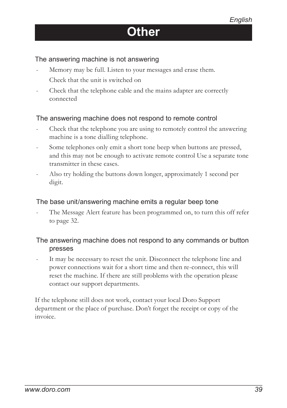 Other | Doro 930R User Manual | Page 39 / 44