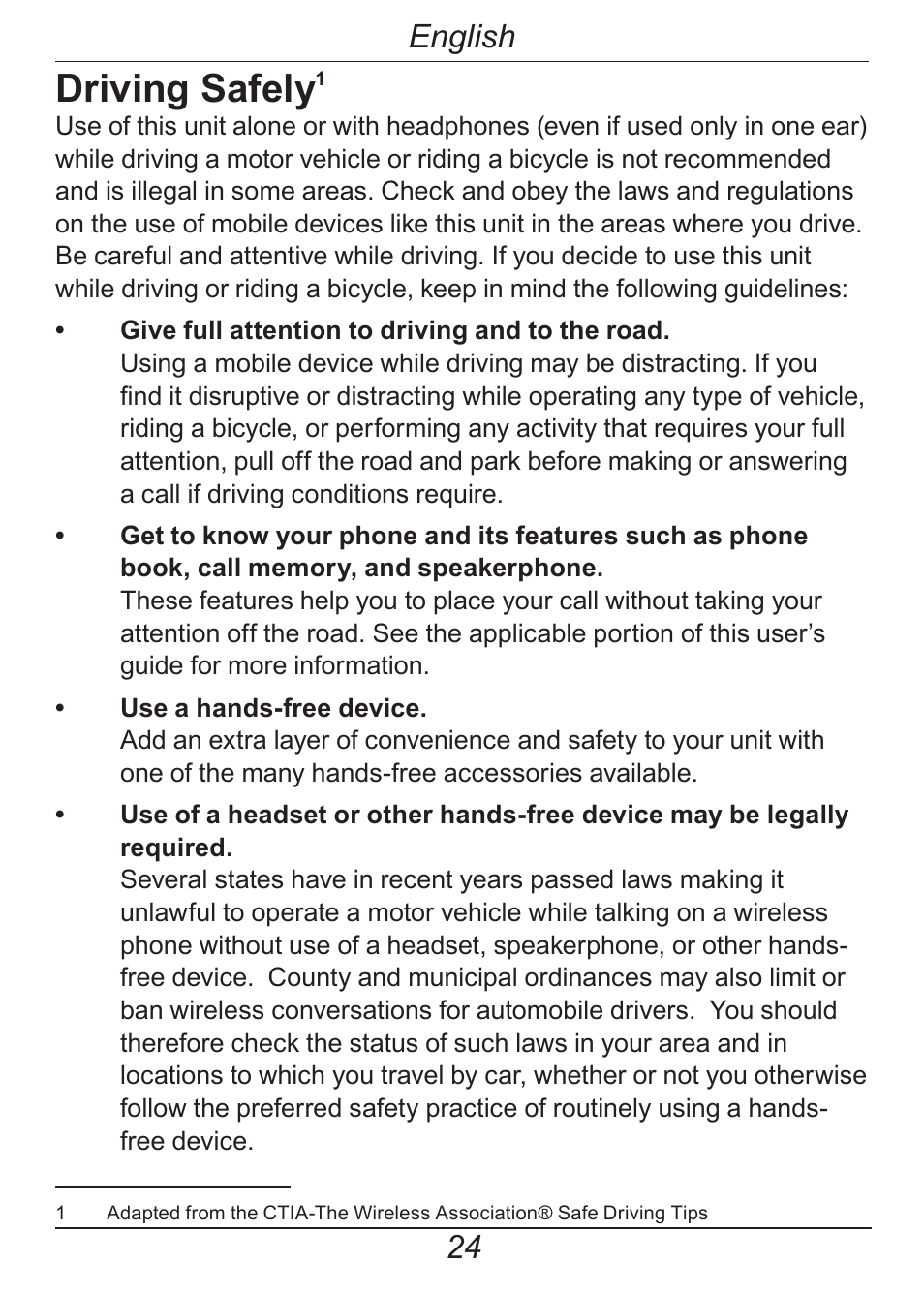 Driving safely, English | Doro HANDLEPLUS 326I GSM User Manual | Page 29 / 92