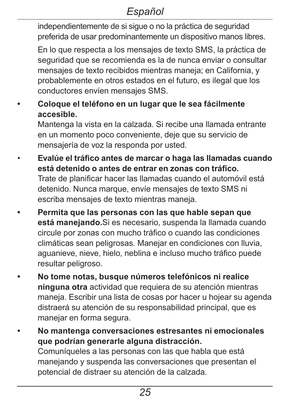 Español | Doro HANDLEPLUS 326I GSM User Manual | Page 58 / 92