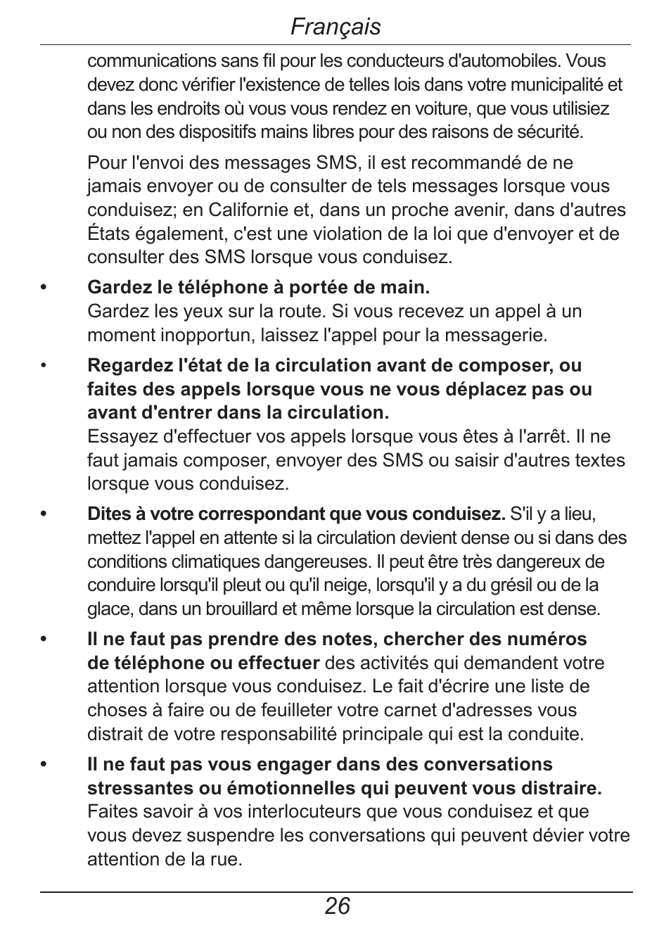 Français | Doro HANDLEPLUS 326I GSM User Manual | Page 87 / 92