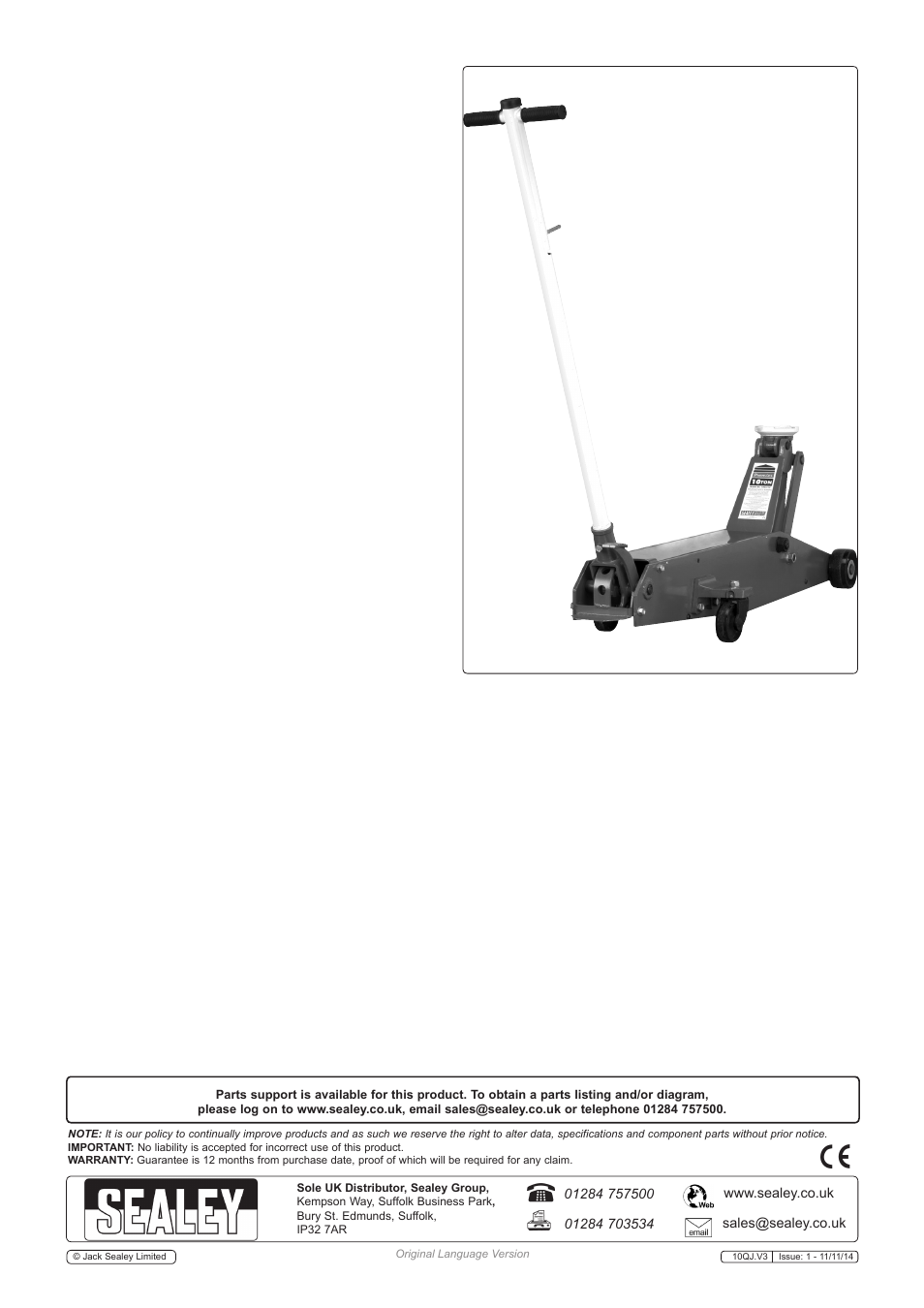 Sealey 10QJ User Manual | Page 3 / 3