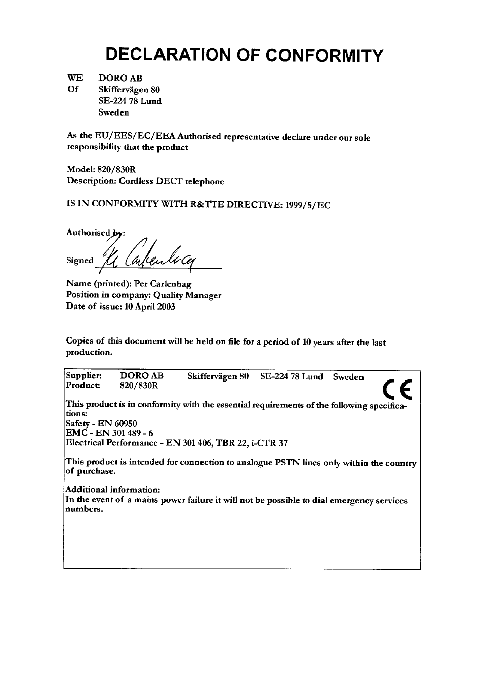 Doro 820 User Manual | Page 31 / 32