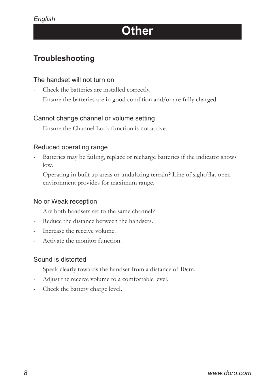 Other | Doro PMR 510 User Manual | Page 8 / 12