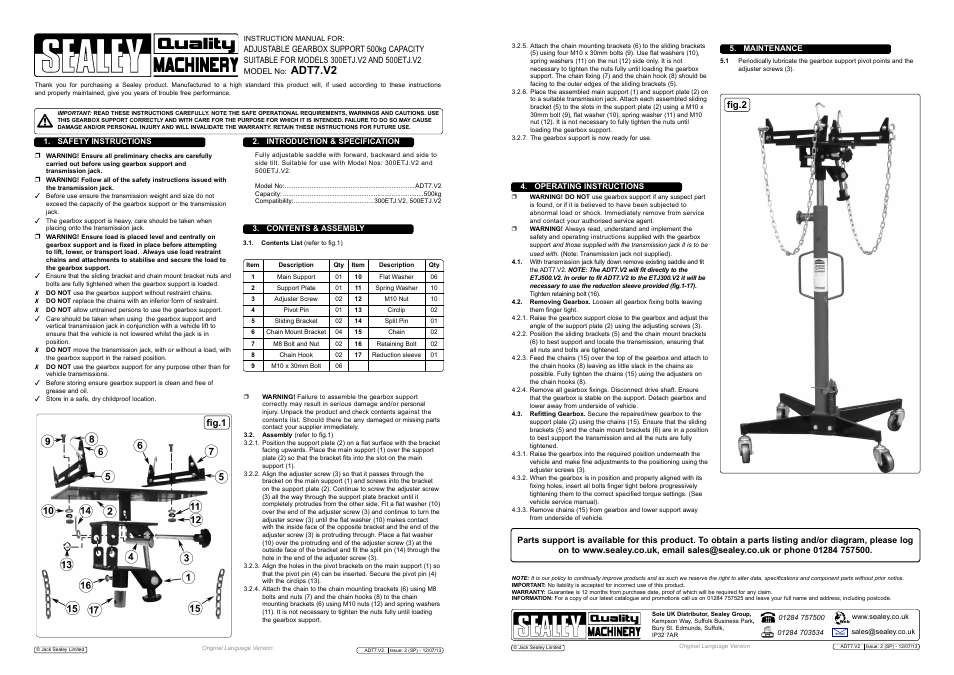 Sealey ADT7 User Manual | 1 page