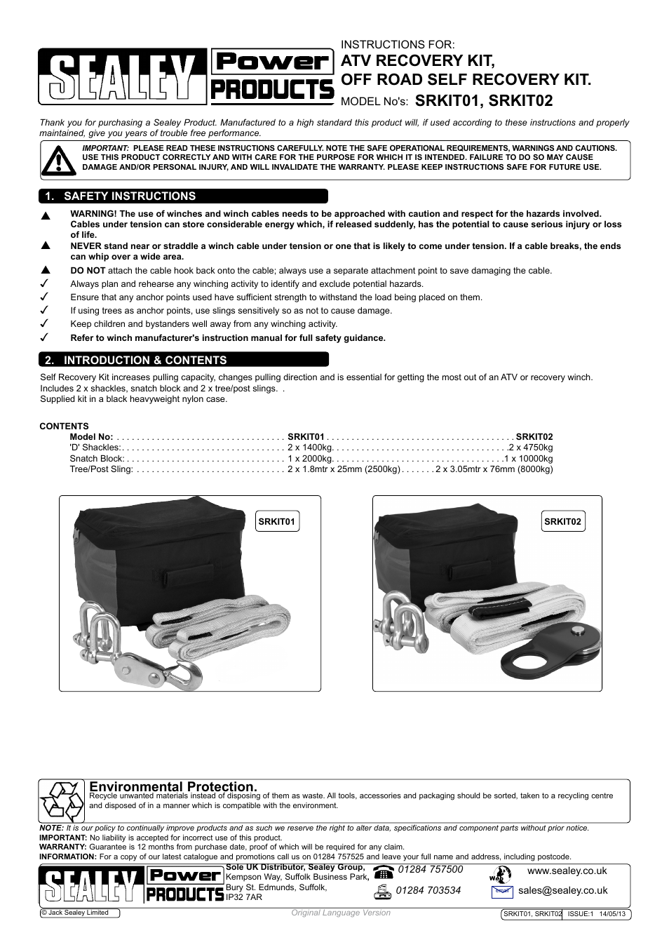 Sealey SRKIT01 User Manual | 1 page