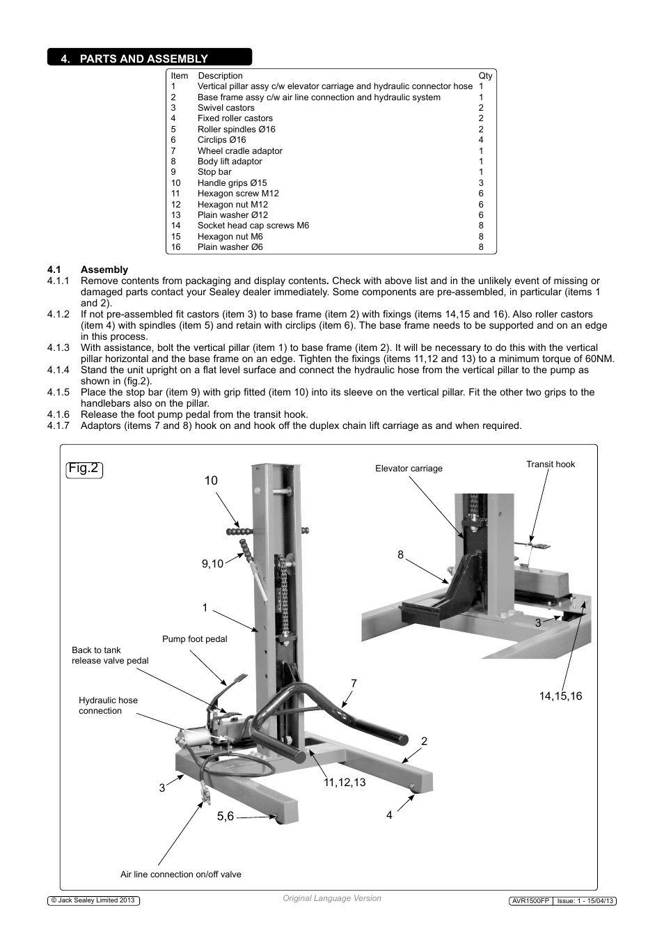 Fig.2 | Sealey AVR1500FP User Manual | Page 2 / 3