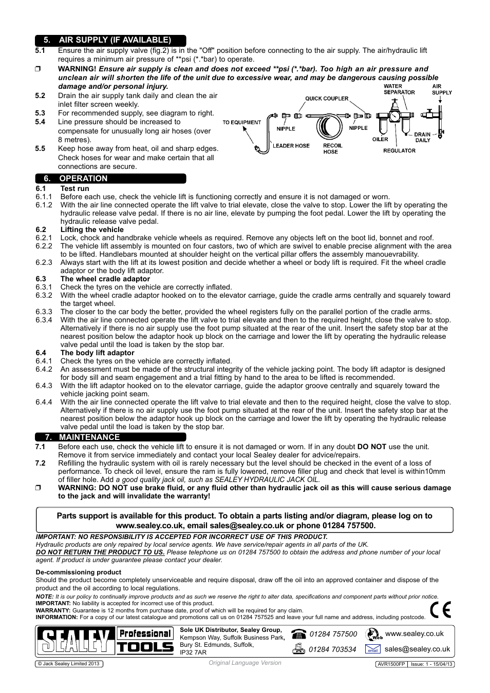 Sealey AVR1500FP User Manual | Page 3 / 3